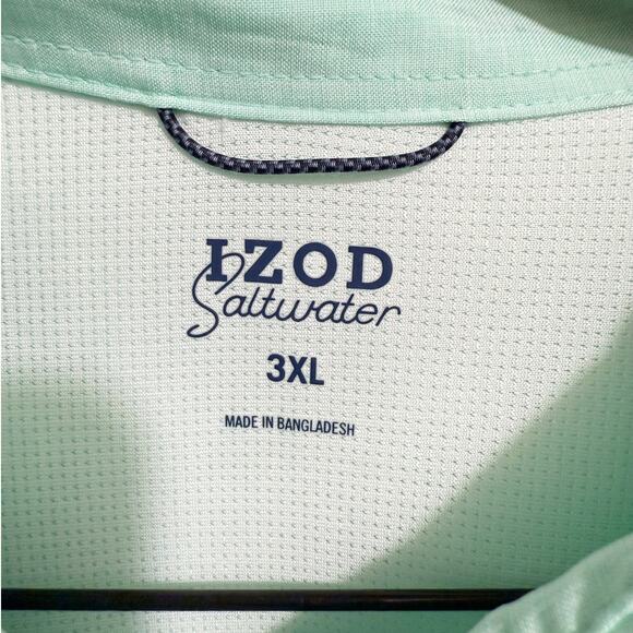 IZOD Saltwater Mint Green Button-Down Fishing Shirt Men’s 3XL NWT Lightweight - Picture 4 of 10